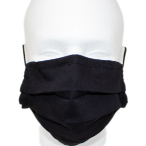 black_3_ply_pleated_cotton_washable_face_mask