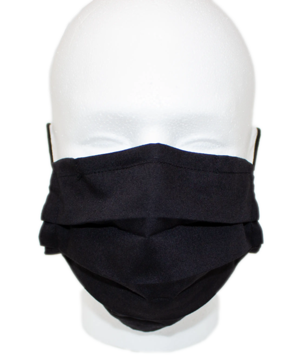 black_3_ply_pleated_cotton_washable_face_mask